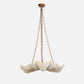 Decorative pendant light with shell design on a white background