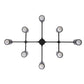 Modern ceiling light fixture with multiple arms on a white background