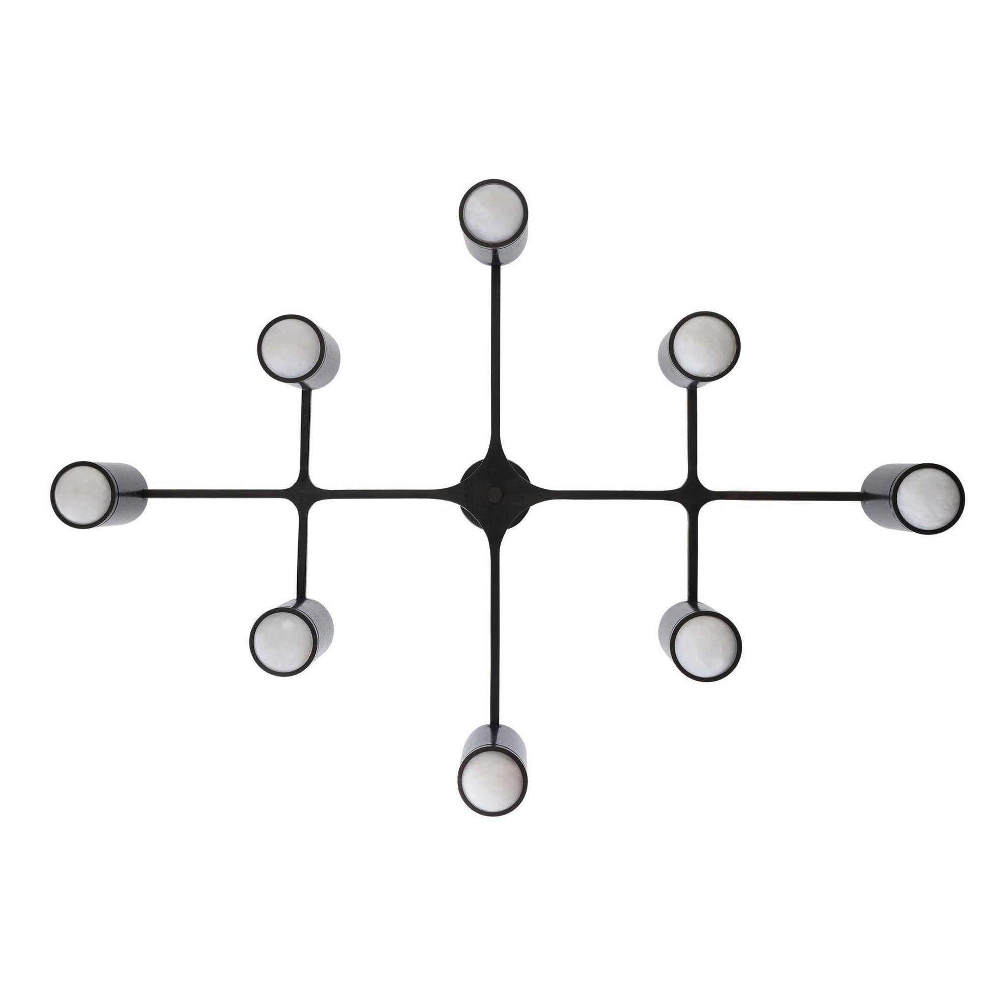 Modern ceiling light fixture with multiple arms on a white background