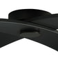 Close-up of a black ceiling fan on a white background