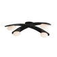 Modern black ceiling light fixture with four round glass shades on a white background