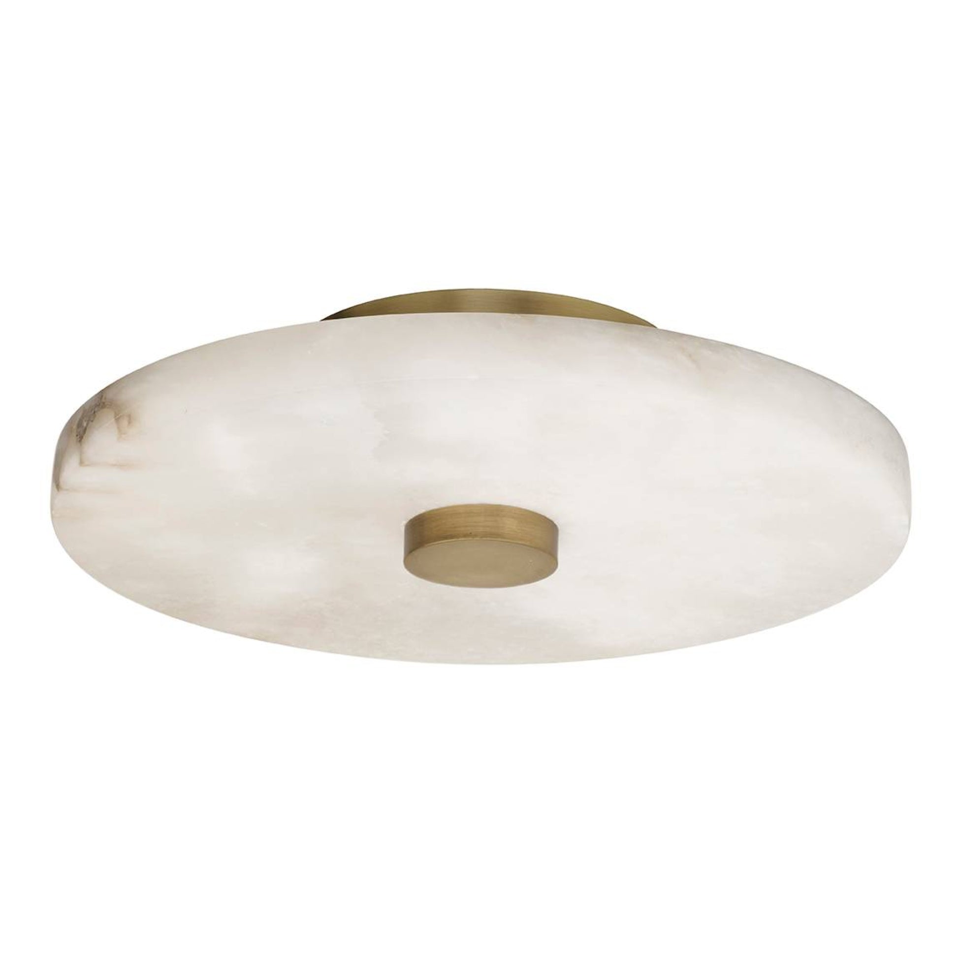 Ceiling light fixture with white glass shade and gold metal accents on a white background