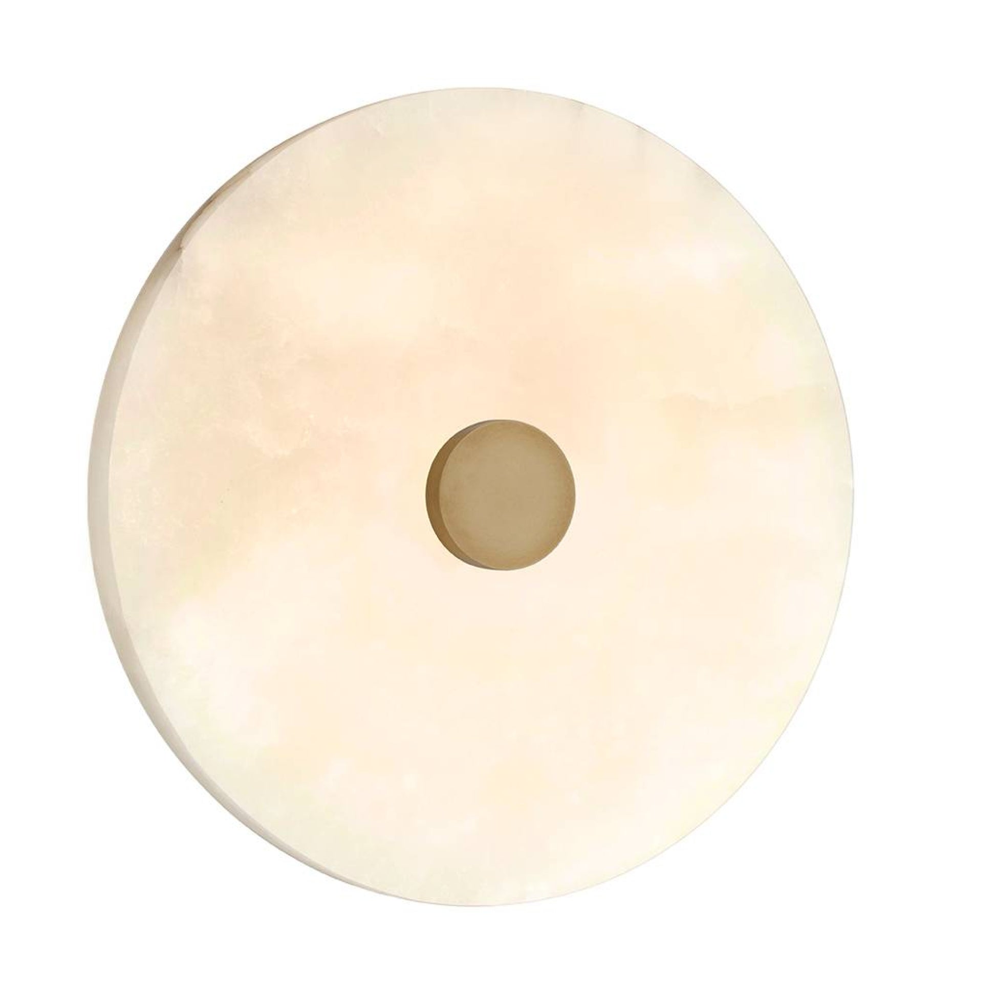 Round light fixture with a central circular cutout on a white background