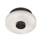 Ceiling light fixture with white glass shade and black metal accents on a white background
