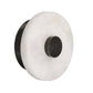 Round wall light fixture with white glass shade and black metal accents on a white background