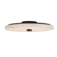 Ceiling light fixture with a white glass cover on a white background