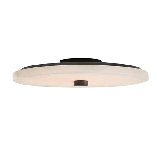 Ceiling light fixture with a white glass cover on a white background