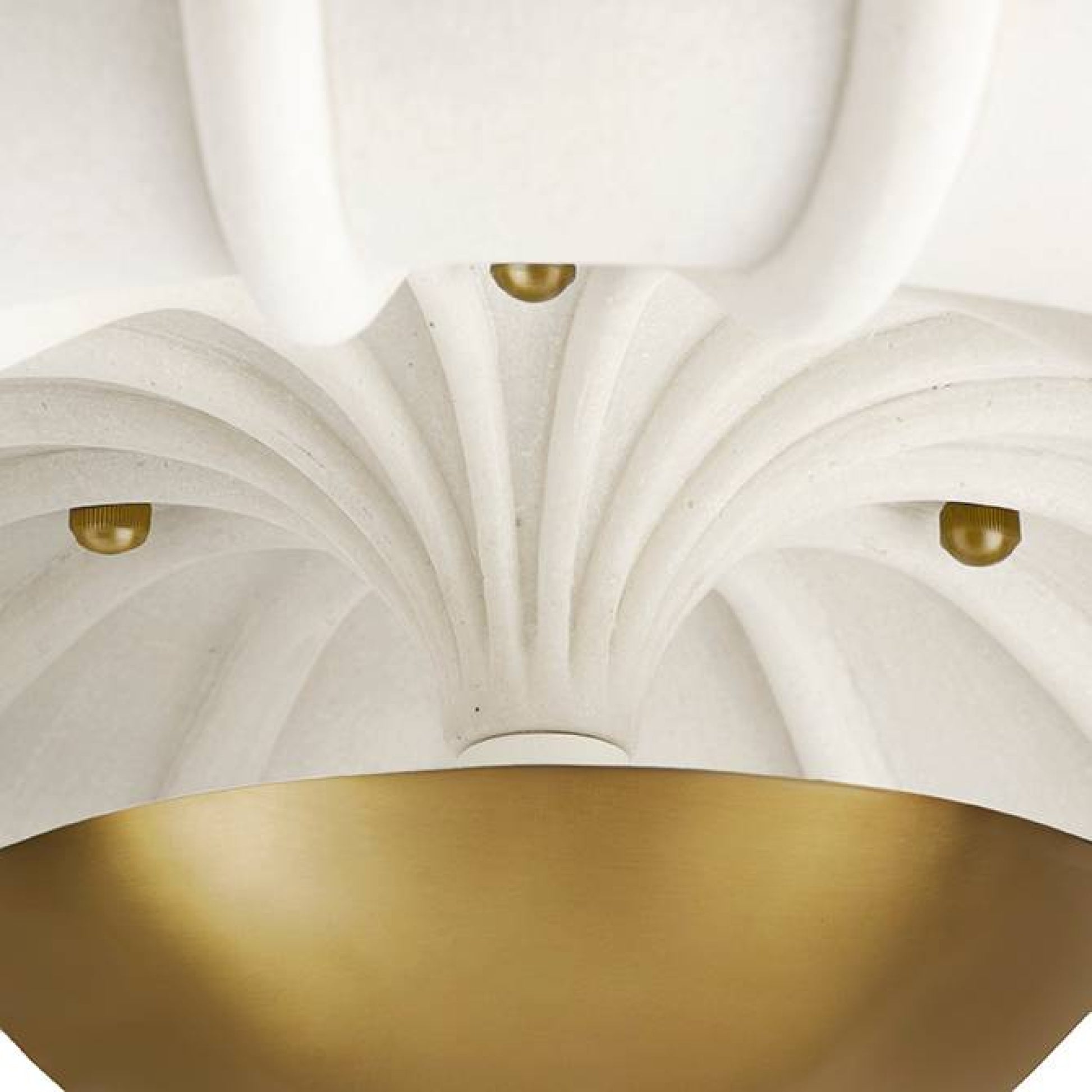 Decorative ceiling light fixture with white and gold design