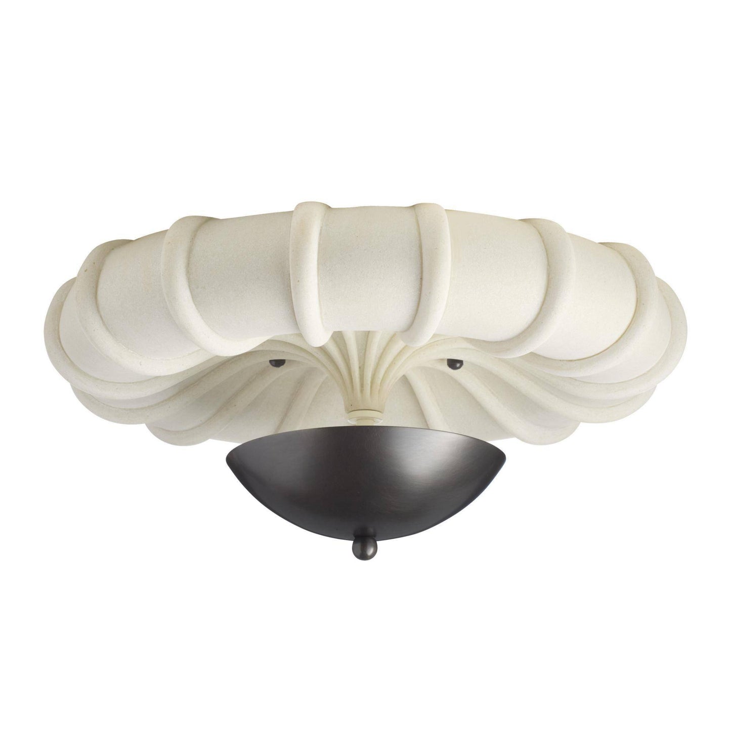 Ceiling light fixture with white floral design on a white background