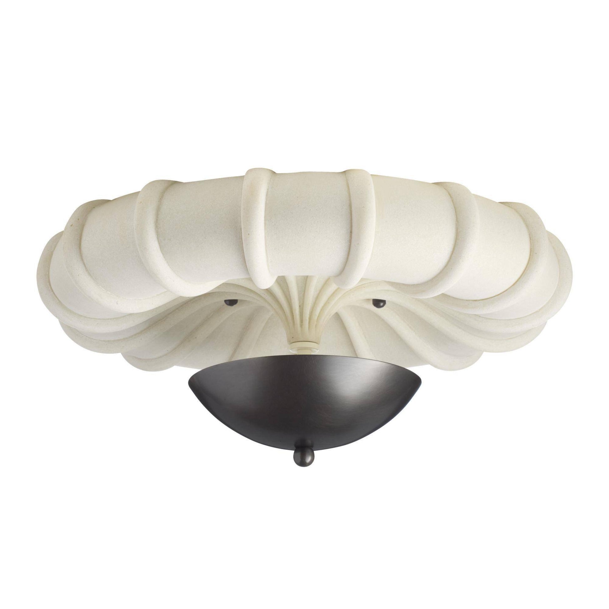 Ceiling light fixture with white floral design on a white background