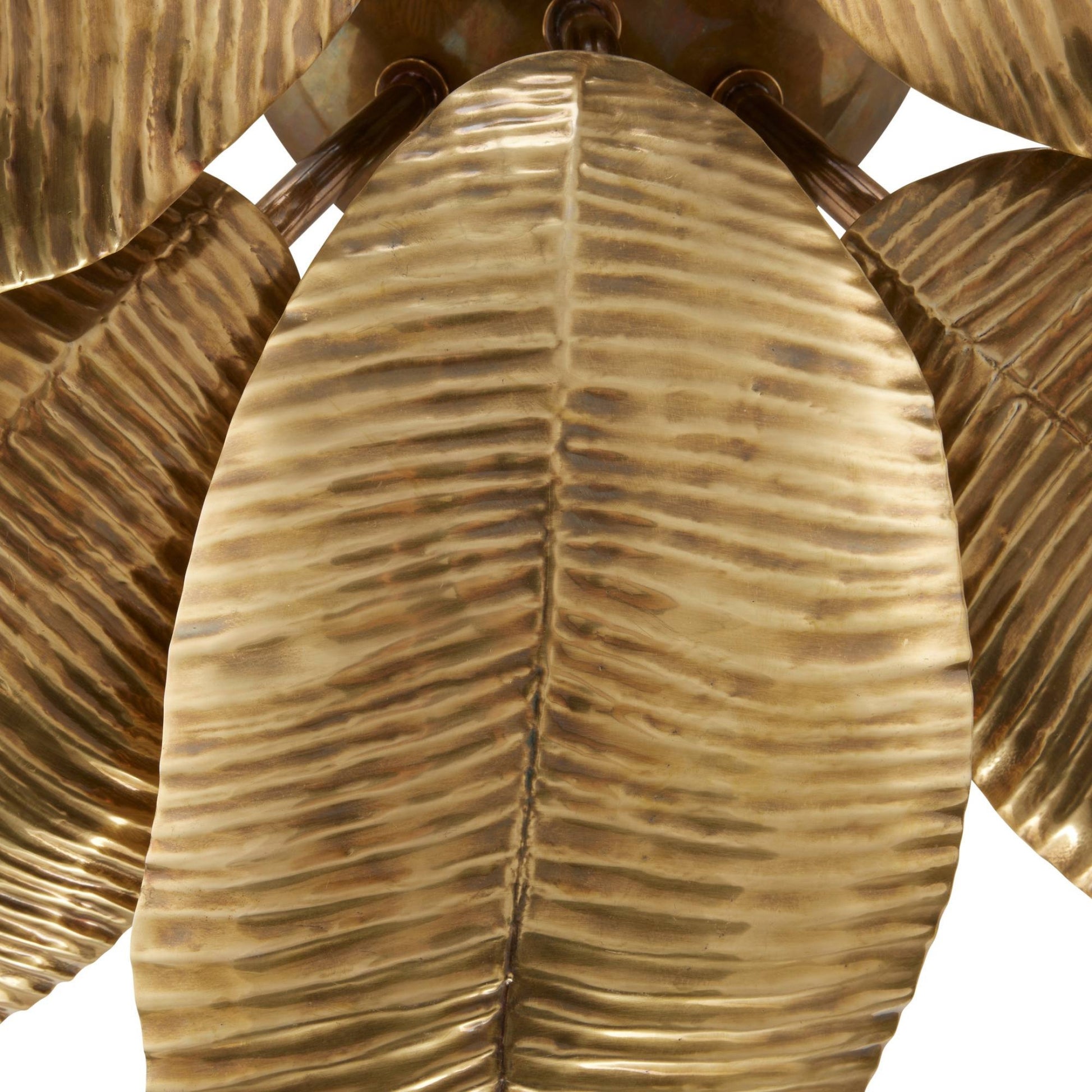 Close-up of a textured gold flush mount