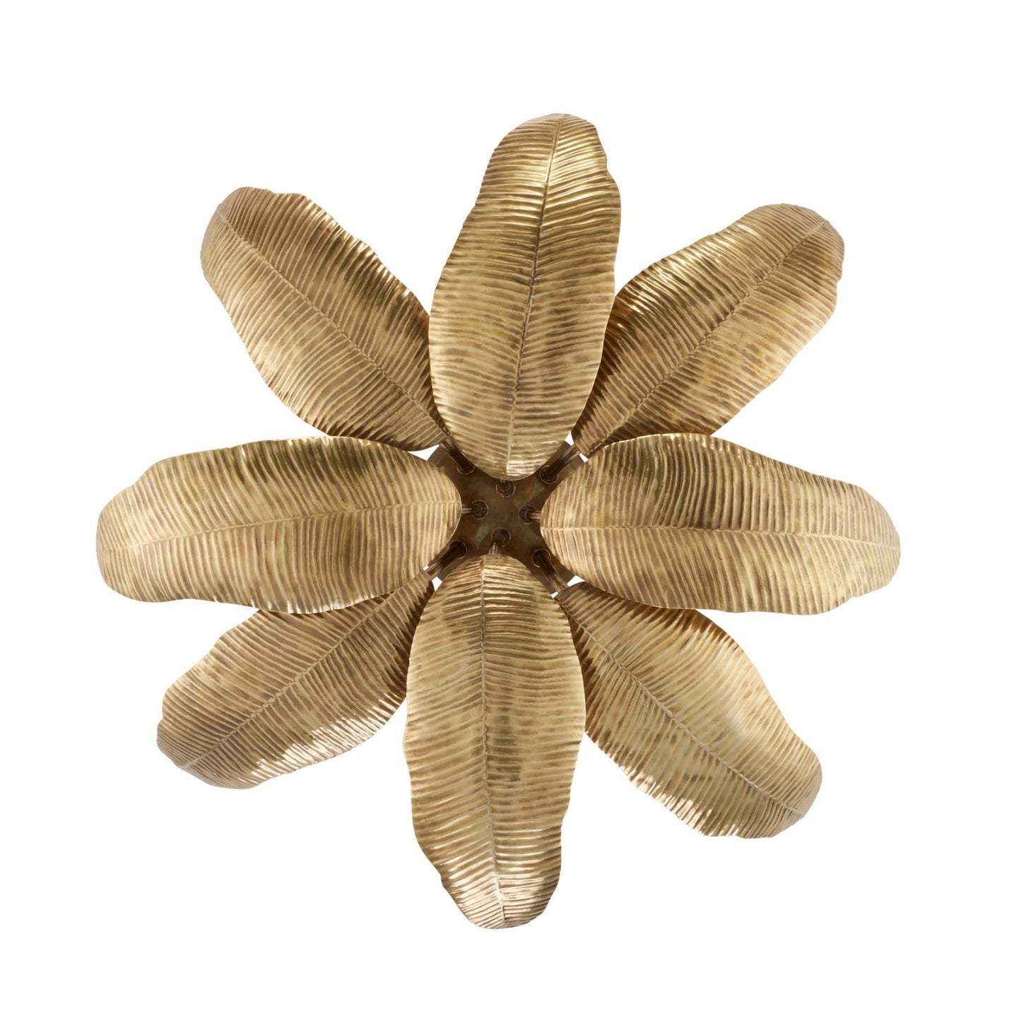 flush mount with a gold leaf design on a white background