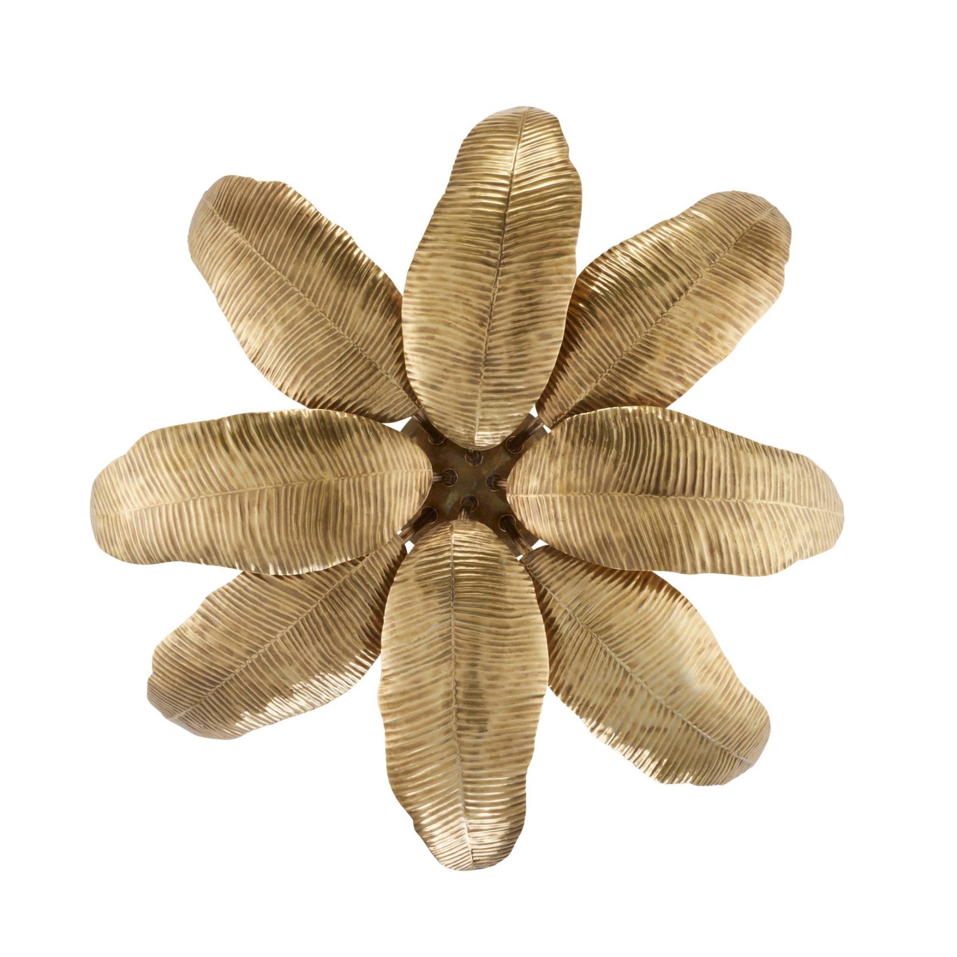 flush mount with a gold leaf design on a white background