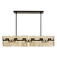 Modern chandelier with rectangular glass shades on a white background