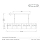 Technical drawing of a Vetrina Linear Chandelier with dimensions and Arteriors branding.