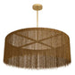 Brown fringe pendant light on a white background