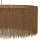 Brown textured lampshade with fringe details on a white background