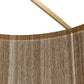 Textured brown curtain with a gold rod on a white background