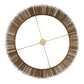 Decorative wall clock with brown textured rim on a white background