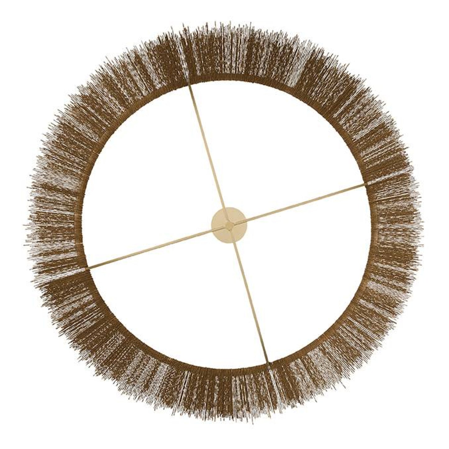 Decorative wall clock with brown textured rim on a white background
