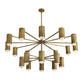 A multi-light chandelier with a bronze-finished metal frame and textured cylindrical shades, shown against a plain white background.