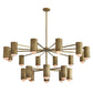 Gold chandelier with multiple lights on a white background