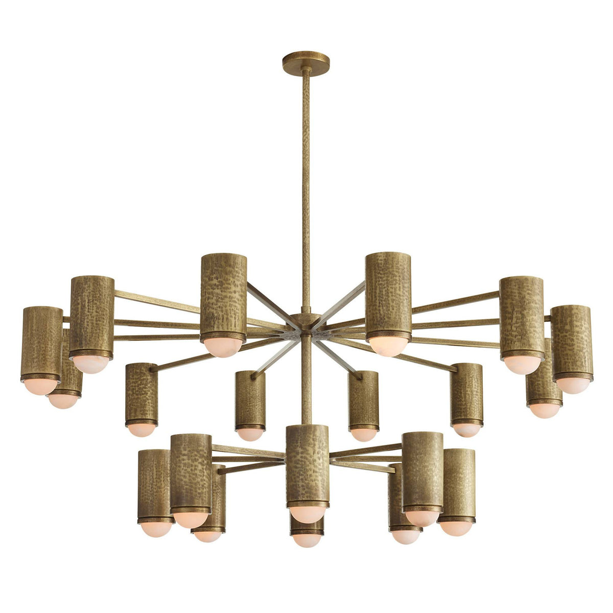 Gold chandelier with multiple lights on a white background
