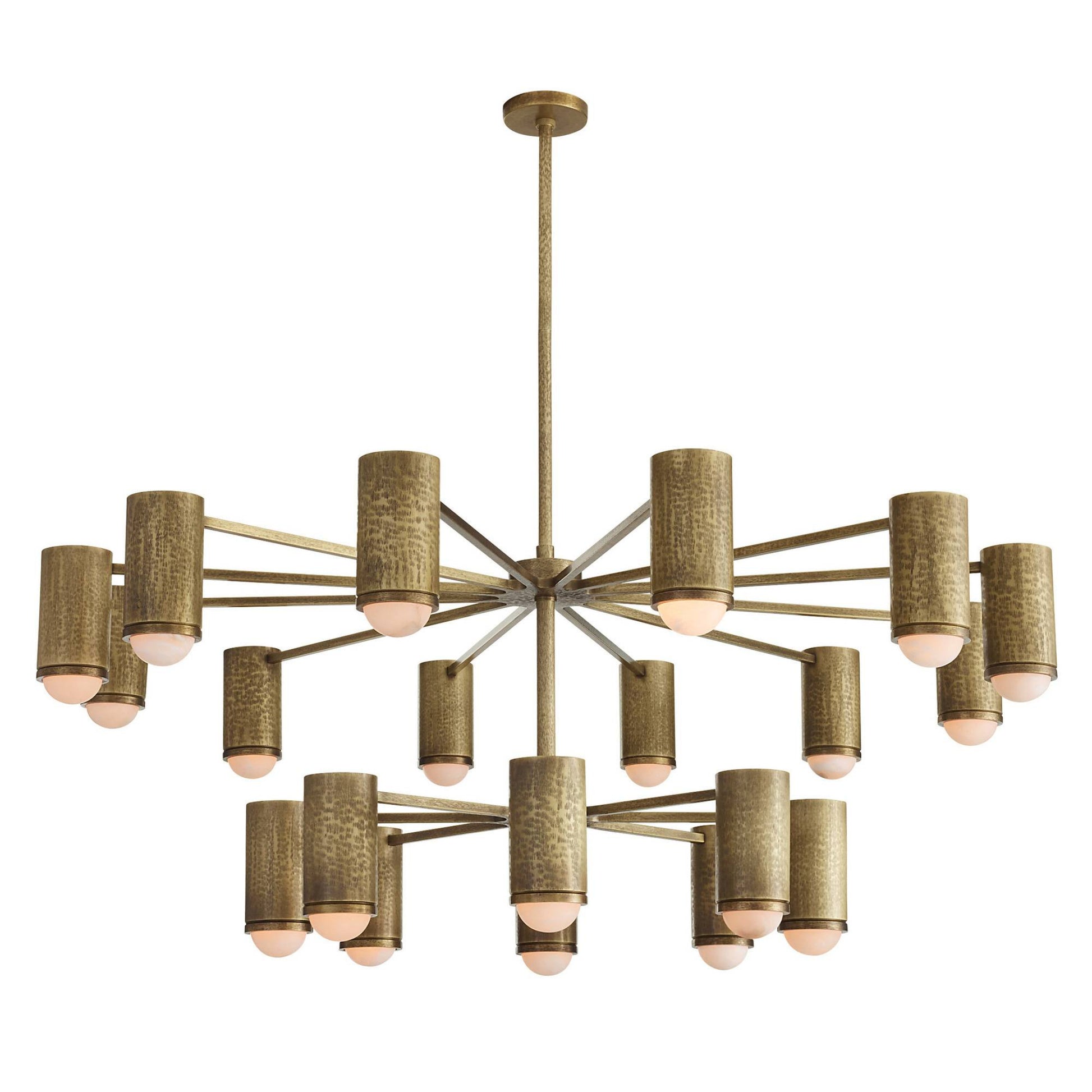Gold chandelier with multiple lights on a white background