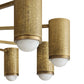 Brass chandelier with cylindrical lights on a white background