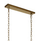 Gold pendant light fixture with chain on a white background