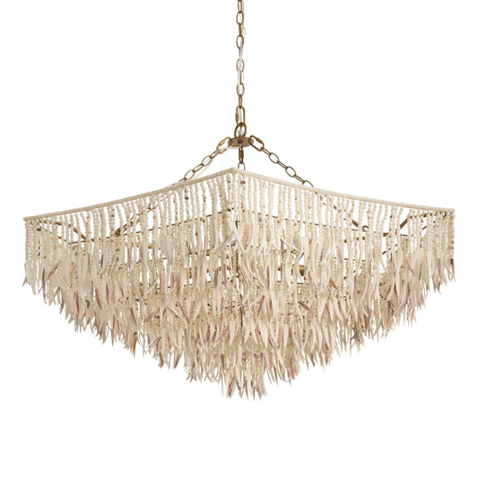 Beaded chandelier with a white background