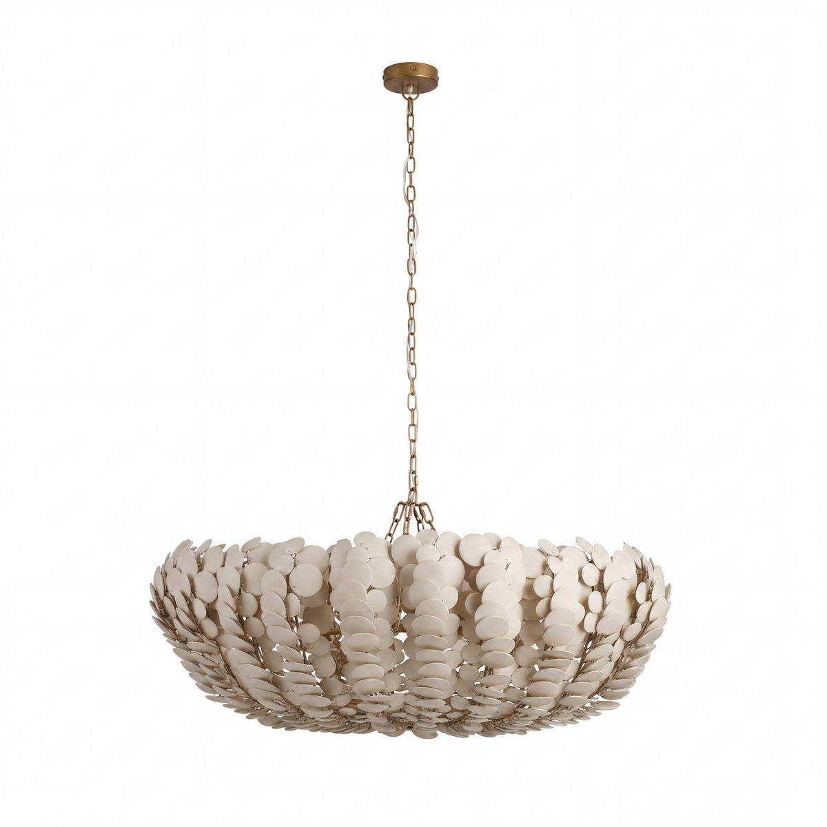 Decorative chandelier with a textured design on a white background