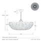 Technical drawing of a chandelier with dimensions and Arteriors branding