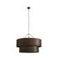 Dark brown pendant light with chain on a white background