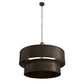Dark brown woven pendant light on a white background
