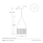 Technical drawing of a Marley pendant light with dimensions on a white background