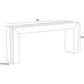Line drawing of a rectangular console table with dimensions labeled.