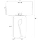 Line drawing of a lamp with dimensions labeled
