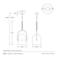 Technical drawing of a large pendant light with dimensions and Arteriors branding.