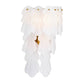 White feathered wall light fixture on a white background