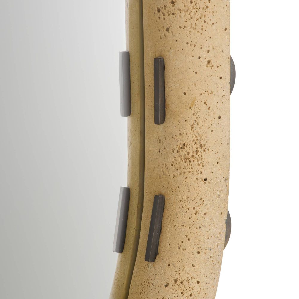 Close-up of a rifle stock with textured surface and metallic sights on a white background