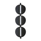 Black wall sconce with three circular shades on a white background