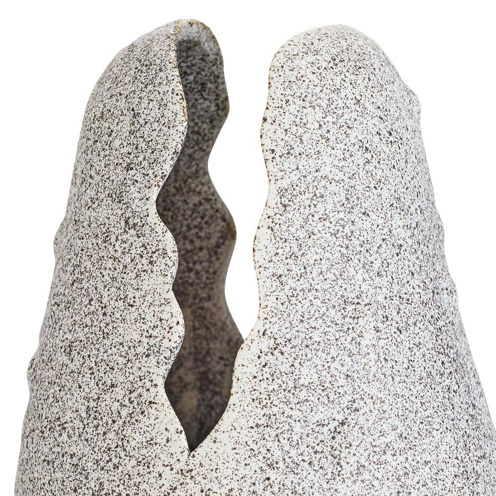 Livia Vase White Crackle Charcoal Wash