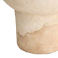 Close-up of a beige ceramic pot with a textured surface on a white background