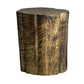 Wooden stool with a natural, textured surface on a white background
