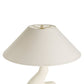 White table lamp with a beige lampshade on a white background