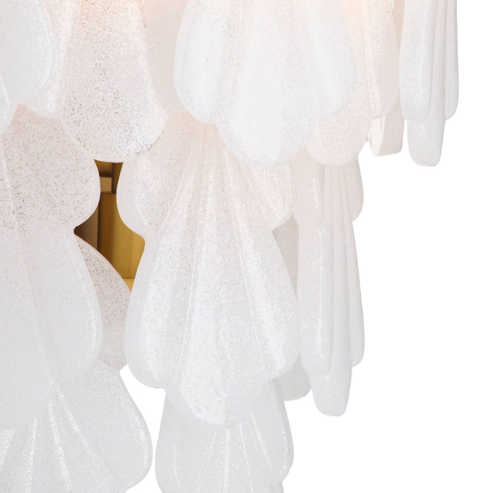 Close-up of a textured white garment with a blurred background