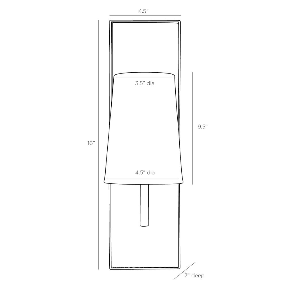 Measurement diagram of a rectangular object with dimensions labeled.