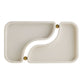 Beige U-shaped tray with gold accents on a white background