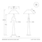 Technical drawing of a Nicolette floor lamp with dimensions